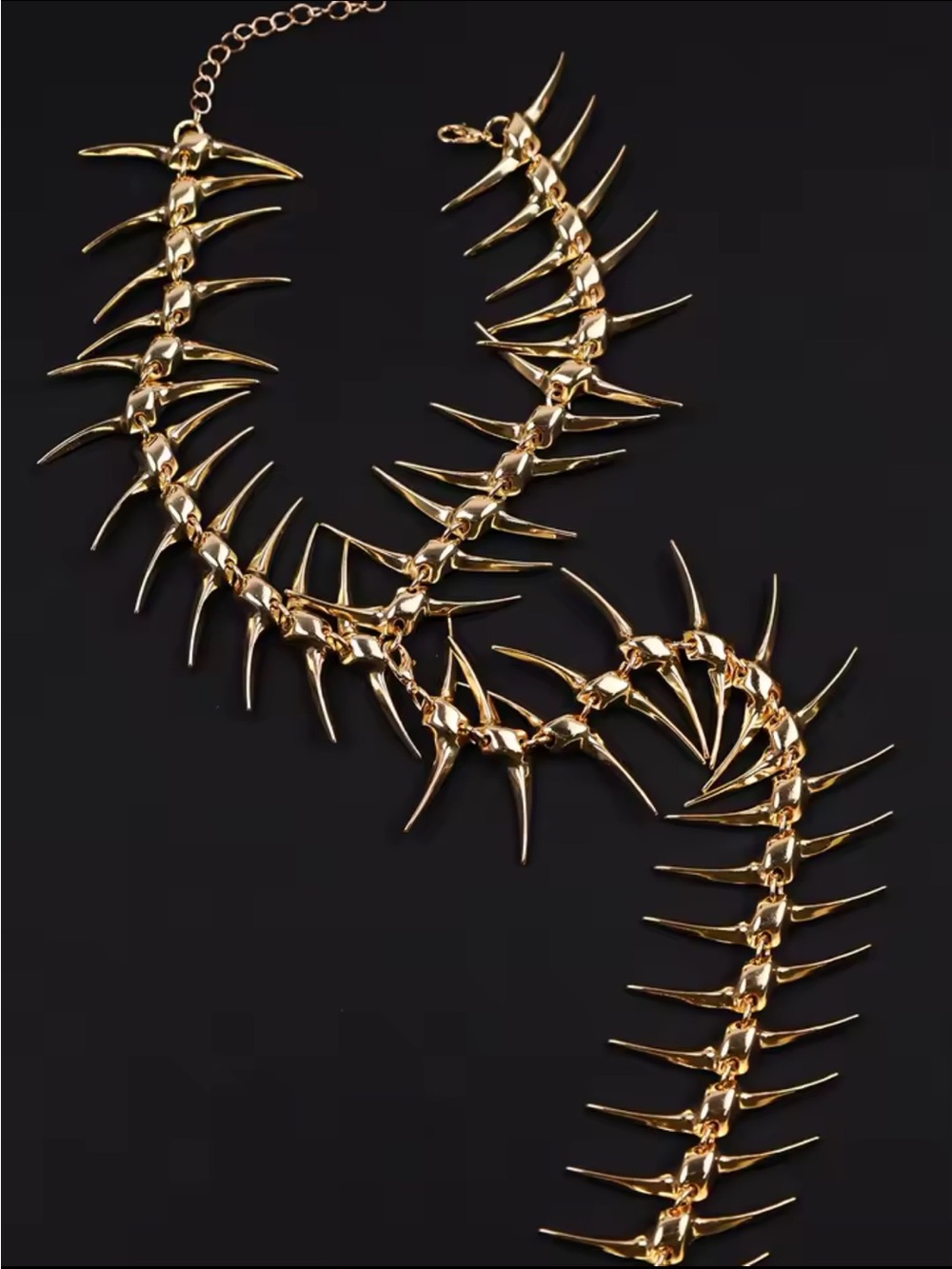 Gold Spine-Back Spike Necklace - Picture 3 of 5